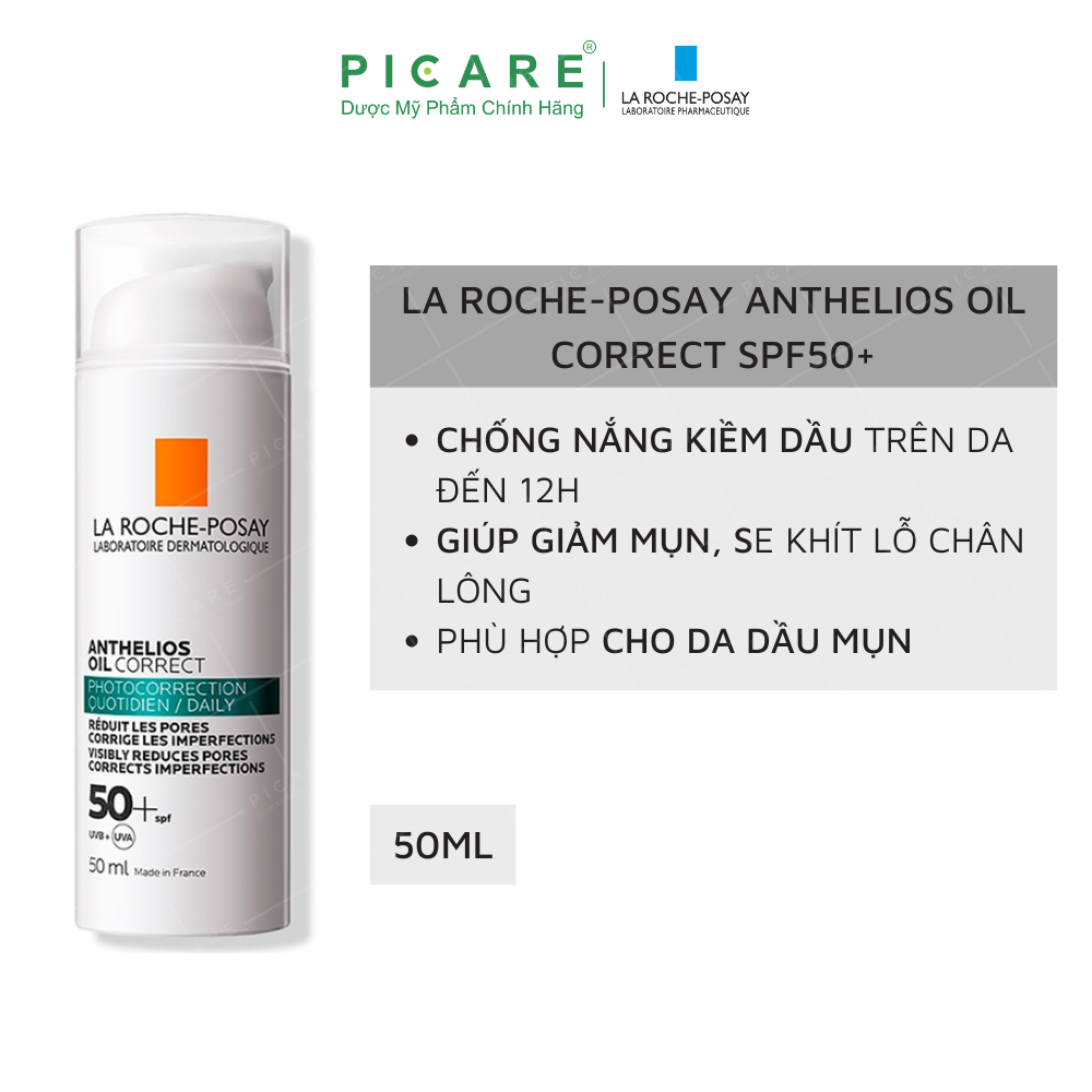 Kem Chống Nắng La Roche-Posay Dạng Gel Hỗ Trợ Giảm Mụn, Kiểm Soát Nhờn Anthelios Oil Correct Daily Gel-Cream SPF50+ 50ml