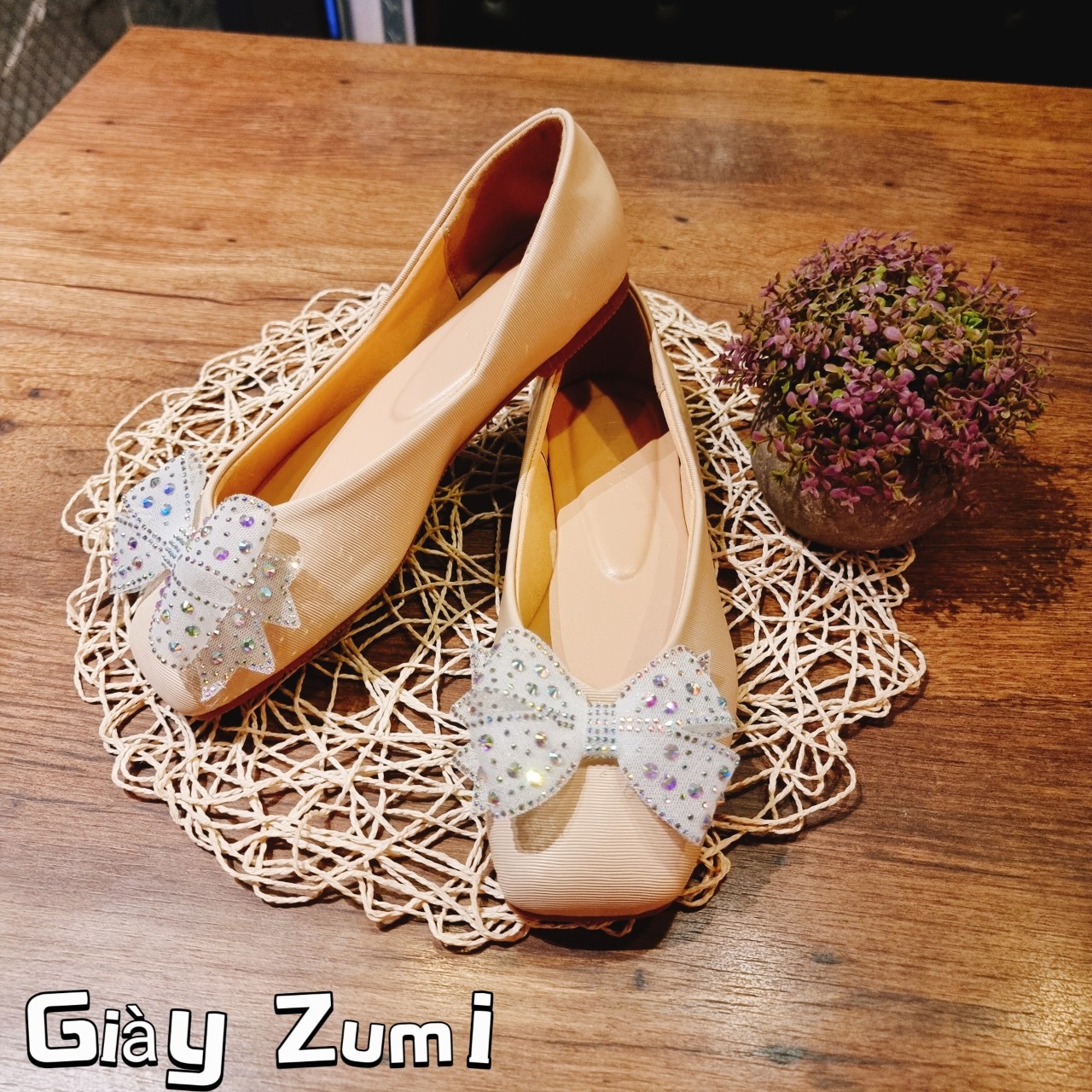 Giày Búp Bê Nữ Big Size Gân Đế Bệt Phối Nơ Soàn Thời Trang Cao Cấp Size 40 - 44 BB002