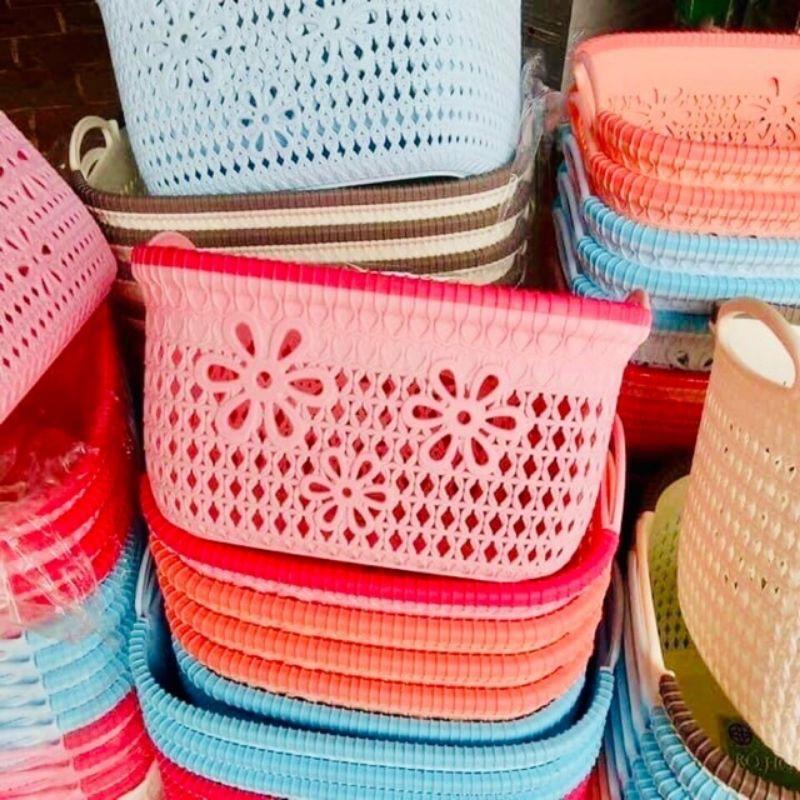 RỔ 2 QUAI HOA NHỰA CÁC CỠ