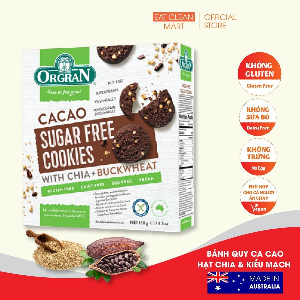 Bánh Cookie Cacao Không Đường Orgran - GLUTEN FREE &amp; SUGAR FREE Cacao Cookies - Hộp 130g