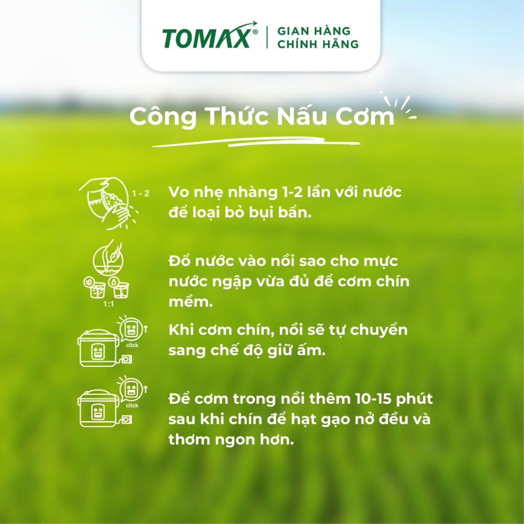 Combo 2 túi 5kg gạo Đài Thơm Deli Rice tơi xốp, dẻo cơm, thơm dịu - TOMAX