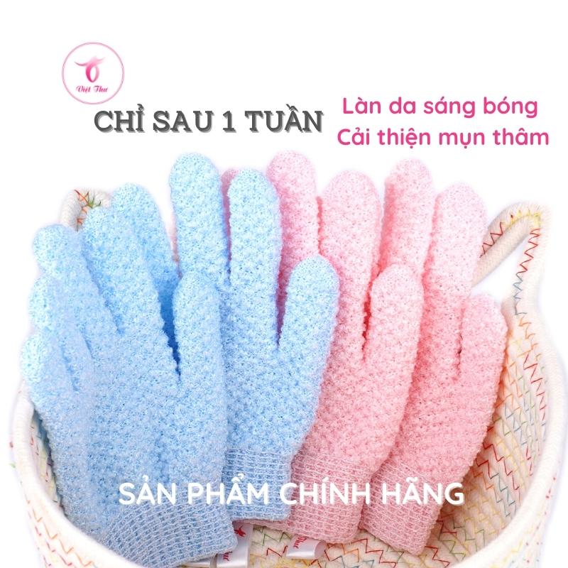 Găng tay tắm 4 LỚP Việt Thư công nghệ Nhật tẩy da chết hiệu quả, siêu dày, siêu mềm, hết sạch mụn lưng - Hàng Chính Hãng