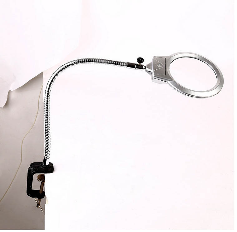 Kính lúp kẹp bàn hỗ trợ sửa chữa điện tử có đèn led 5X
