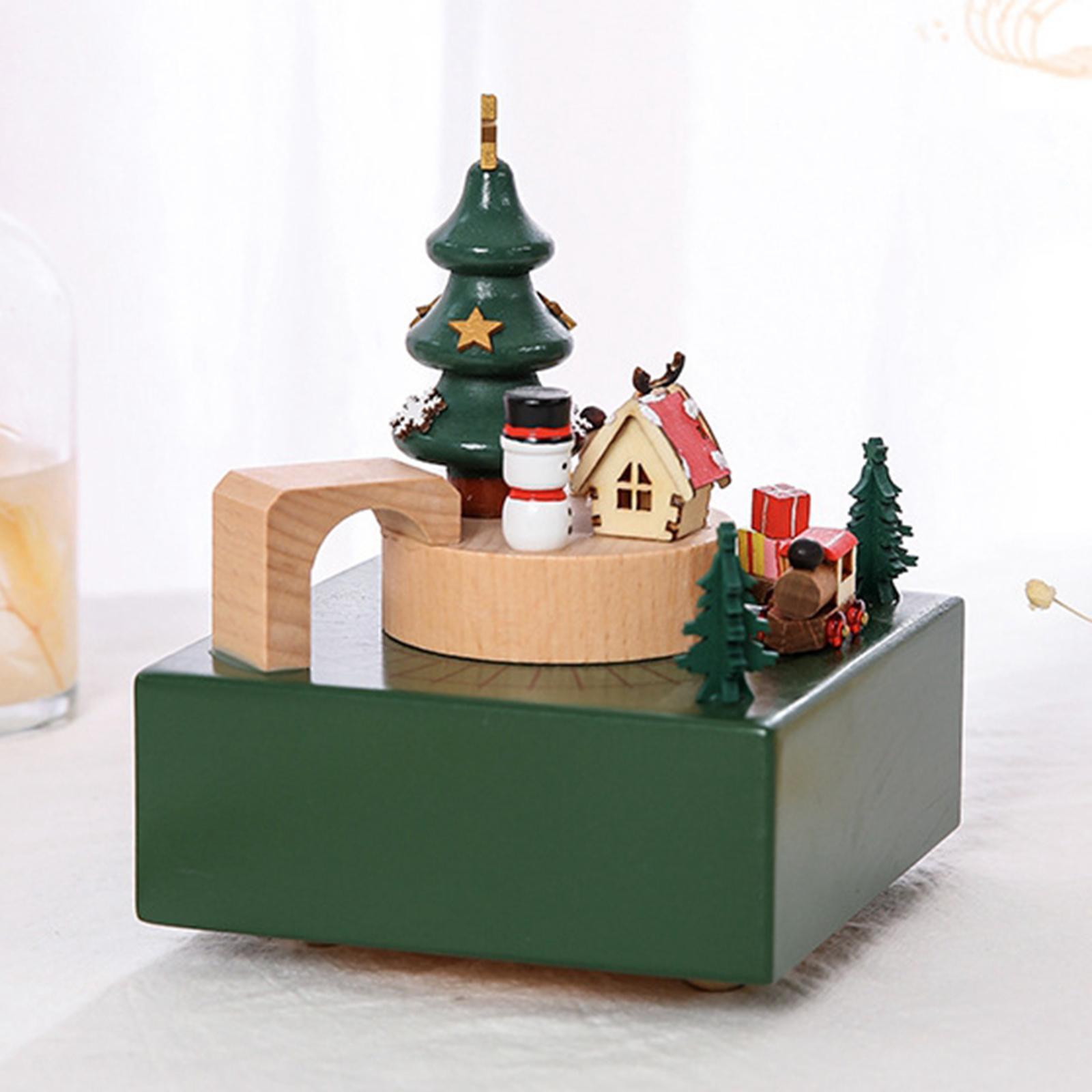 Portable Music Box Collectible with Songs Craft Ornament Decorative Christmas Ornament Rotating for Birthday Present Bookshelf Holiday Table