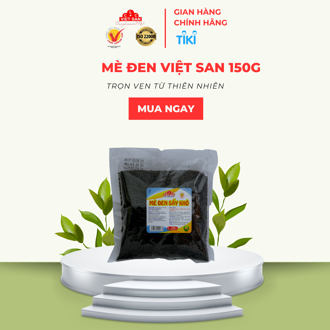 Hạt Mè Đen Nguyên Chất Thơm Ngon Việt San (Gói 150g)