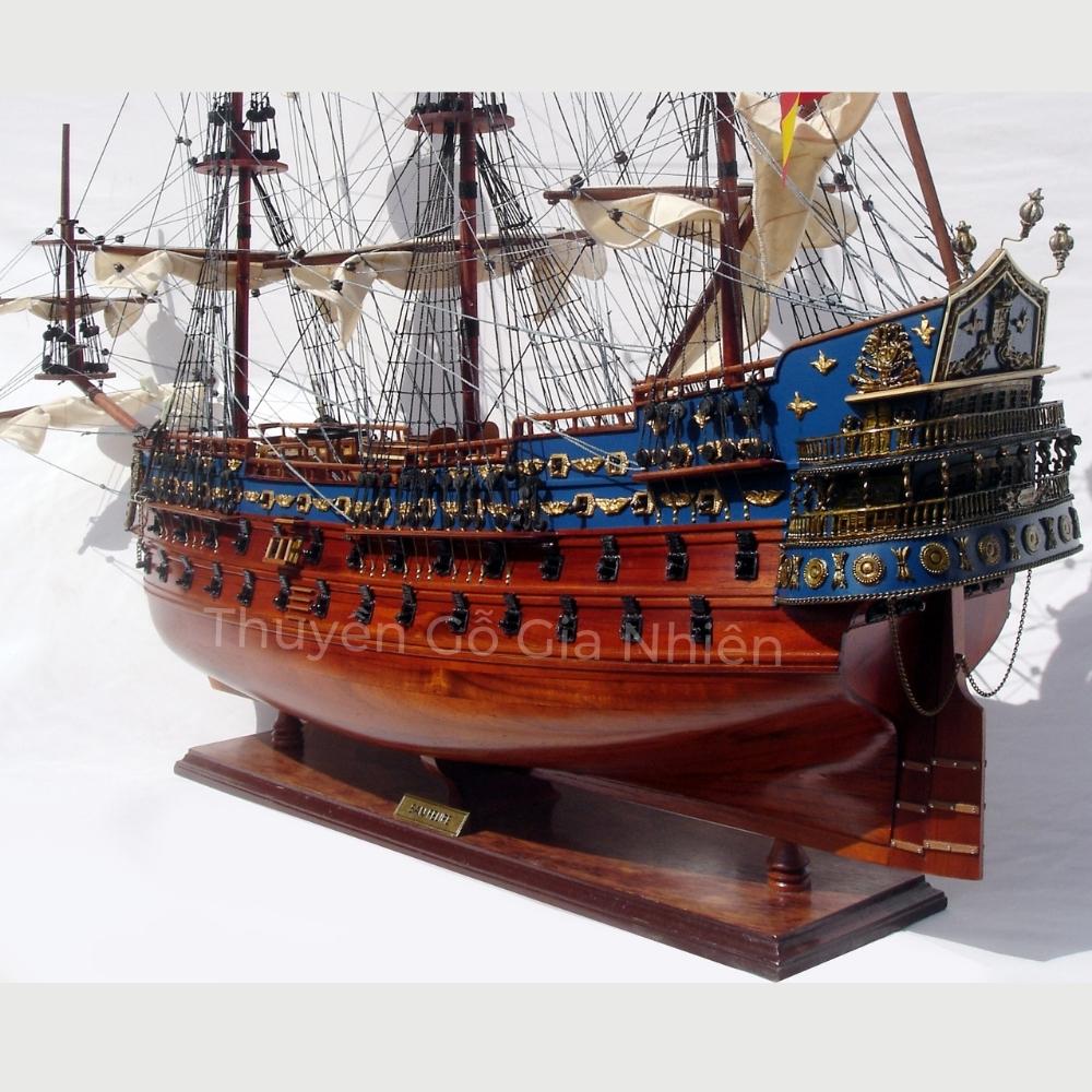Mô Hình Thuyền Gỗ Trang Trí Phong Thủy Dạng Thuyền Thương Mại Cổ SAN FELIPE PAINTED Chính Hãng, Hàng Xuất Khẩu Chất Lượng Cao