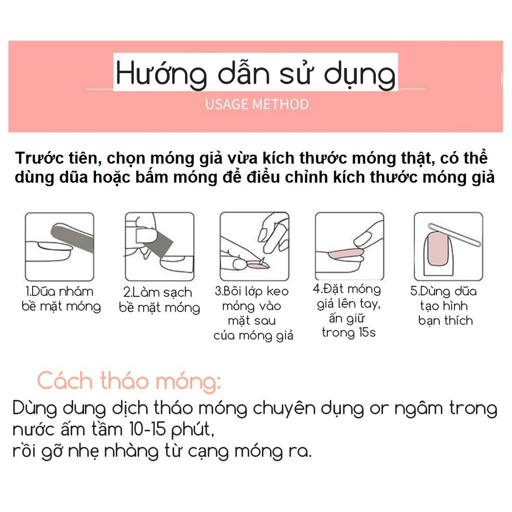 Bộ 24 móng tay giả dài màu trơn sang trọng SẴN KEO DÁN