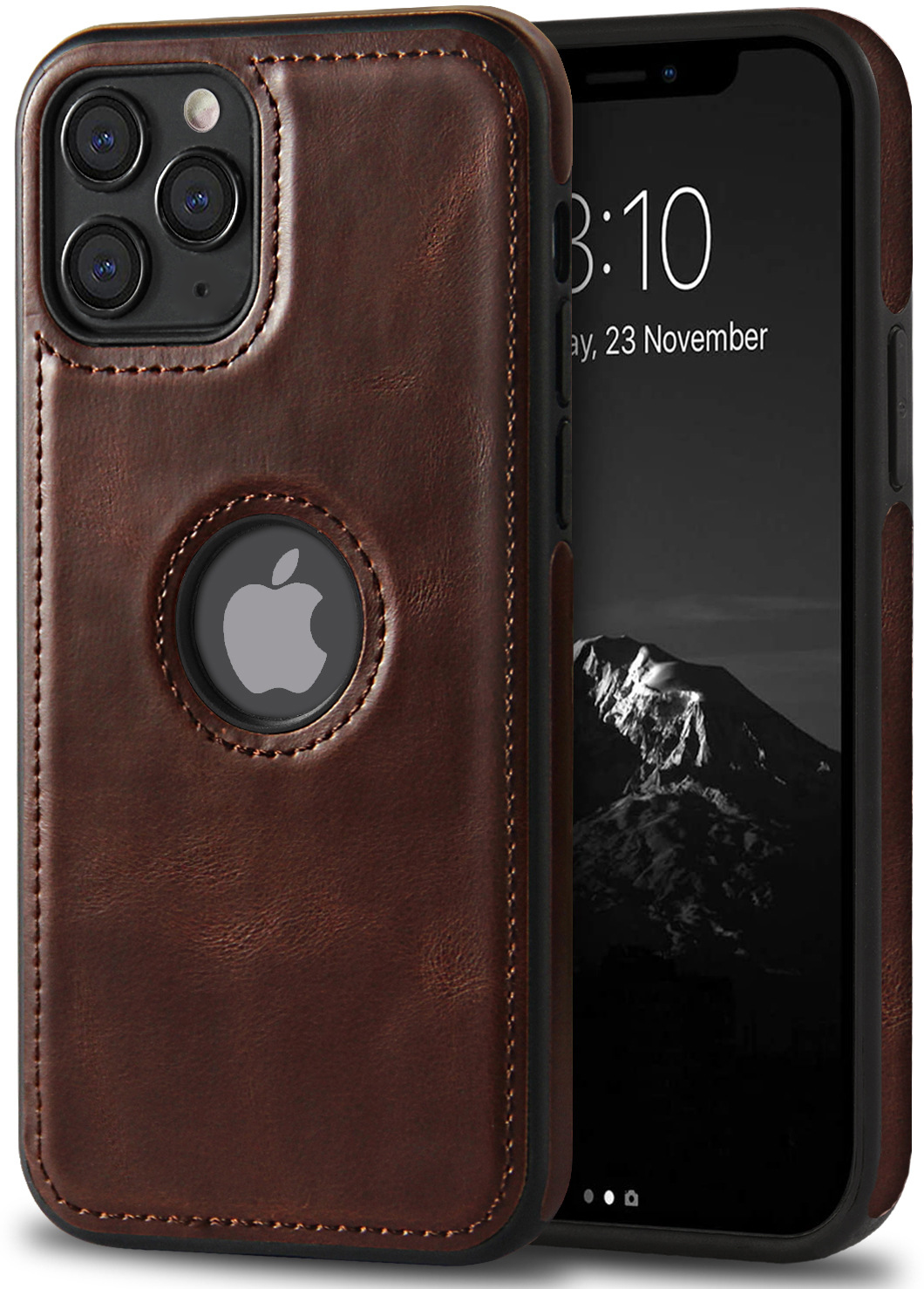 Ốp Lưng Da Cổ Điển Dành Cho Iphone 11 12 13 11 Pro 12 Pro 13 Pro 11 Pro Max 12 Pro Max 13 Pro Max 12 Mini 13 Mini - Hàng Chính Hãng - Nâu - Iphone 11 Pro