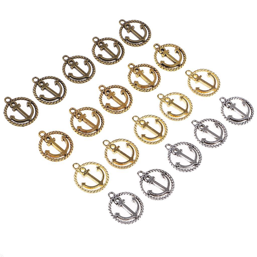 20 Pieces Alloy Hollow Anchor Pendants Charms Findings Jewelry Making Accessories