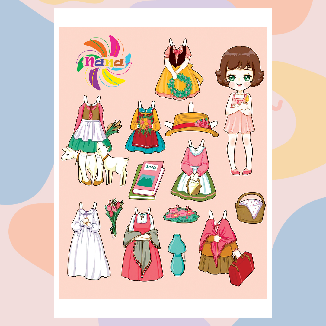 Búp bê giấy Chibi các nàng công chúa cổ tích đồ chơi cắt thủ công cho bé Combo 7 hình siêu đáng yêu BBG002