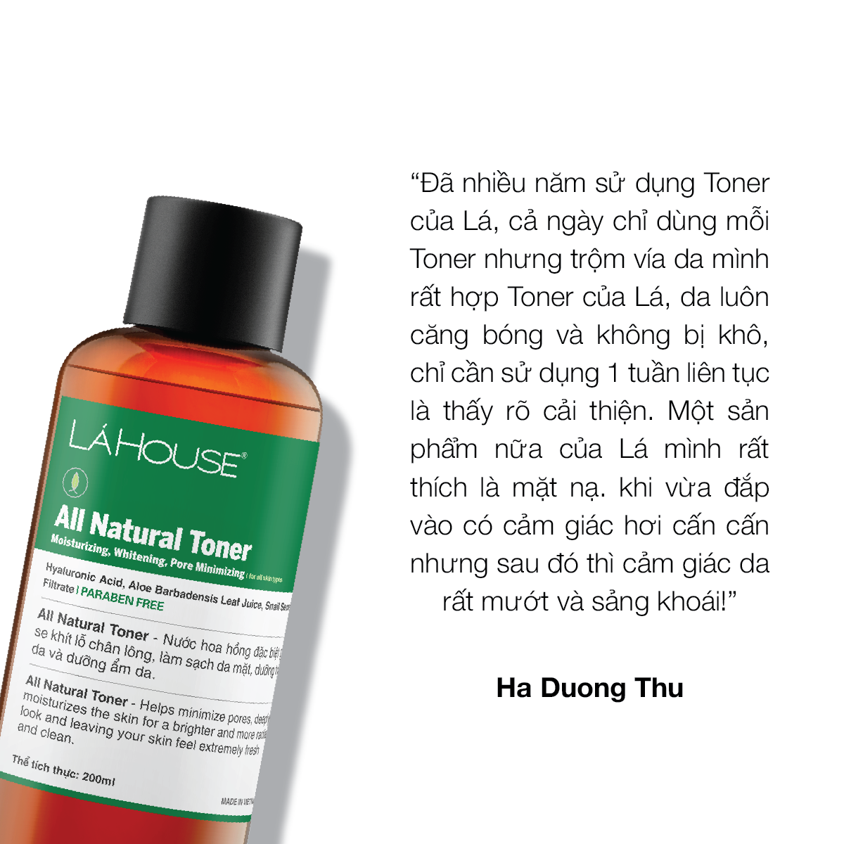 Nước hoa hồng giúp làm sáng da Lá House Lá Care All Natural Toner 200ml/100ml