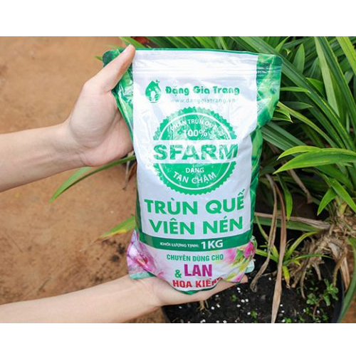 Phân Trùn Quế Viên Nén Sfarm - Túi 1kg - Bổ Sung Dinh Dưỡng Cho Rau, Cây Ăn Quả, Hoa Phong Lan, Hoa