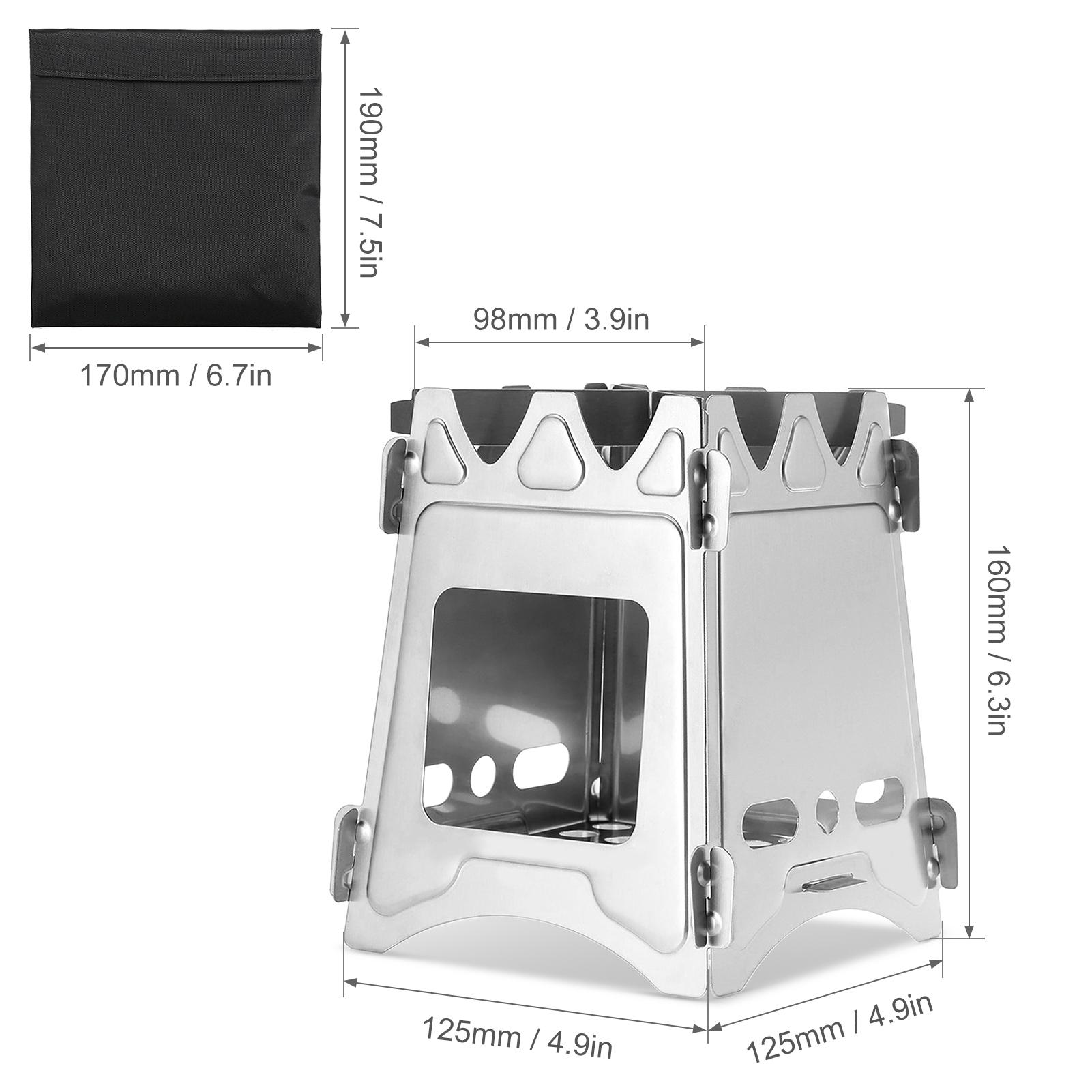 WS009M Camping Wood Stove with Bellow Portable Folding Stainless Steel Wood Burning Stove Backpacking Stove