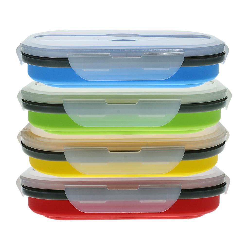 Silicone Plastic Lunch Box Picnic Bento Container Food Storage Box