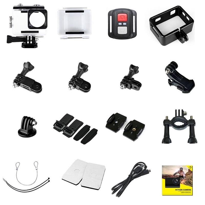 Camera hành động WiFi 4K 30fps Màn hình kép 170 ° góc 4 x Zoom 30m Máy ảnh thể thao chống thấm nước với điều khiển từ xa