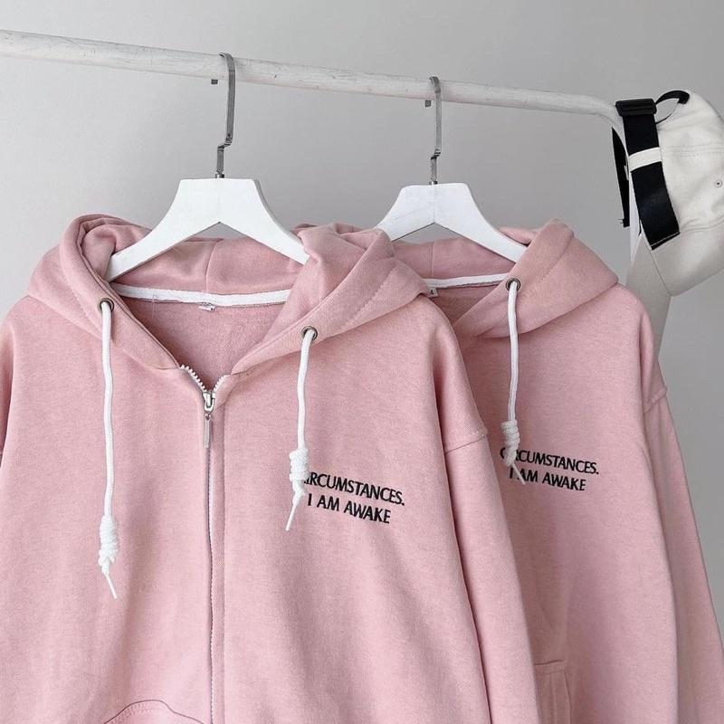 (có sẵn) Áo Khoác dây kéo nỉ bông chữ thêu CIRCUM unisex (nam nữ mặc được)