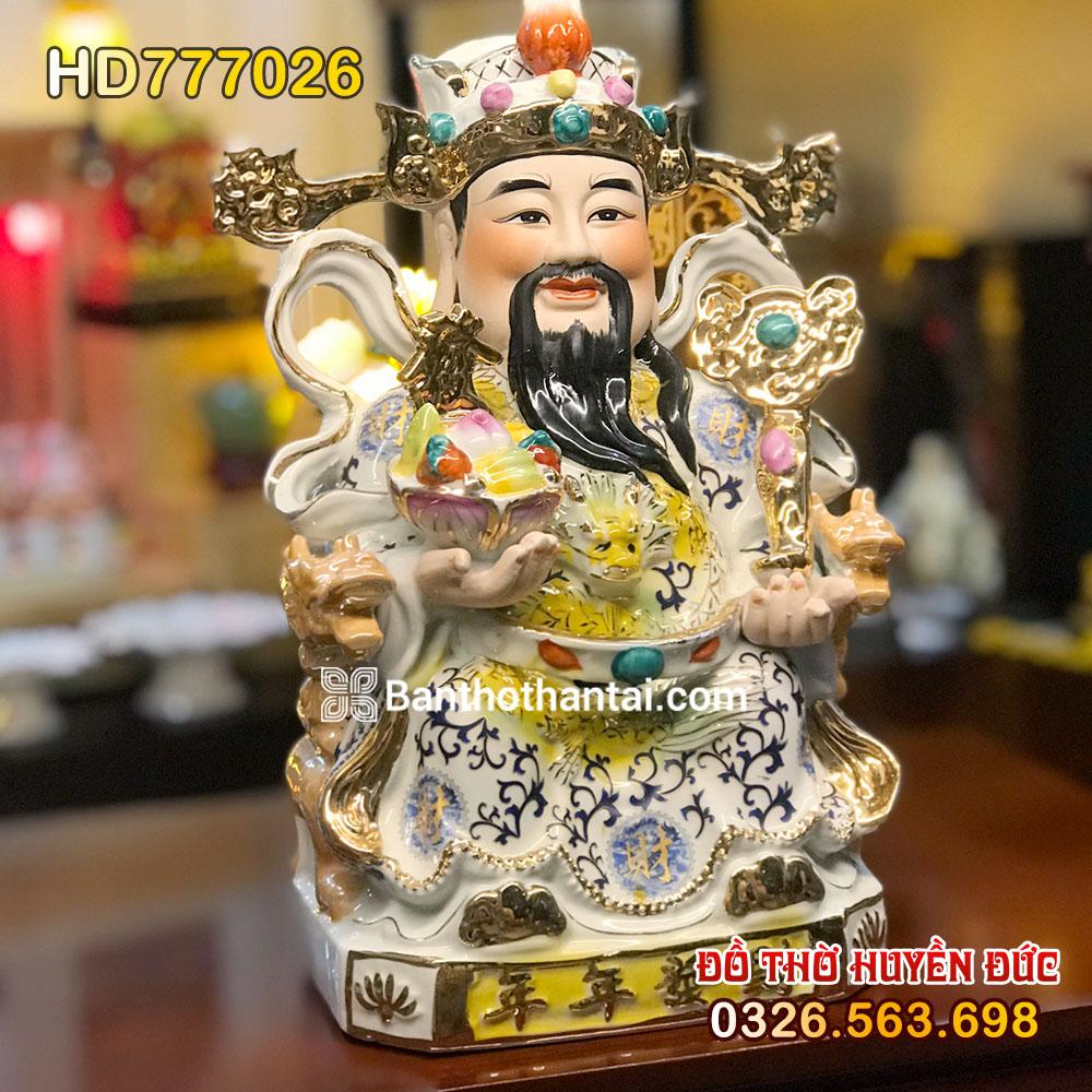 Tượng Thần Tiền bằng Sứ gấm xanh HD777026