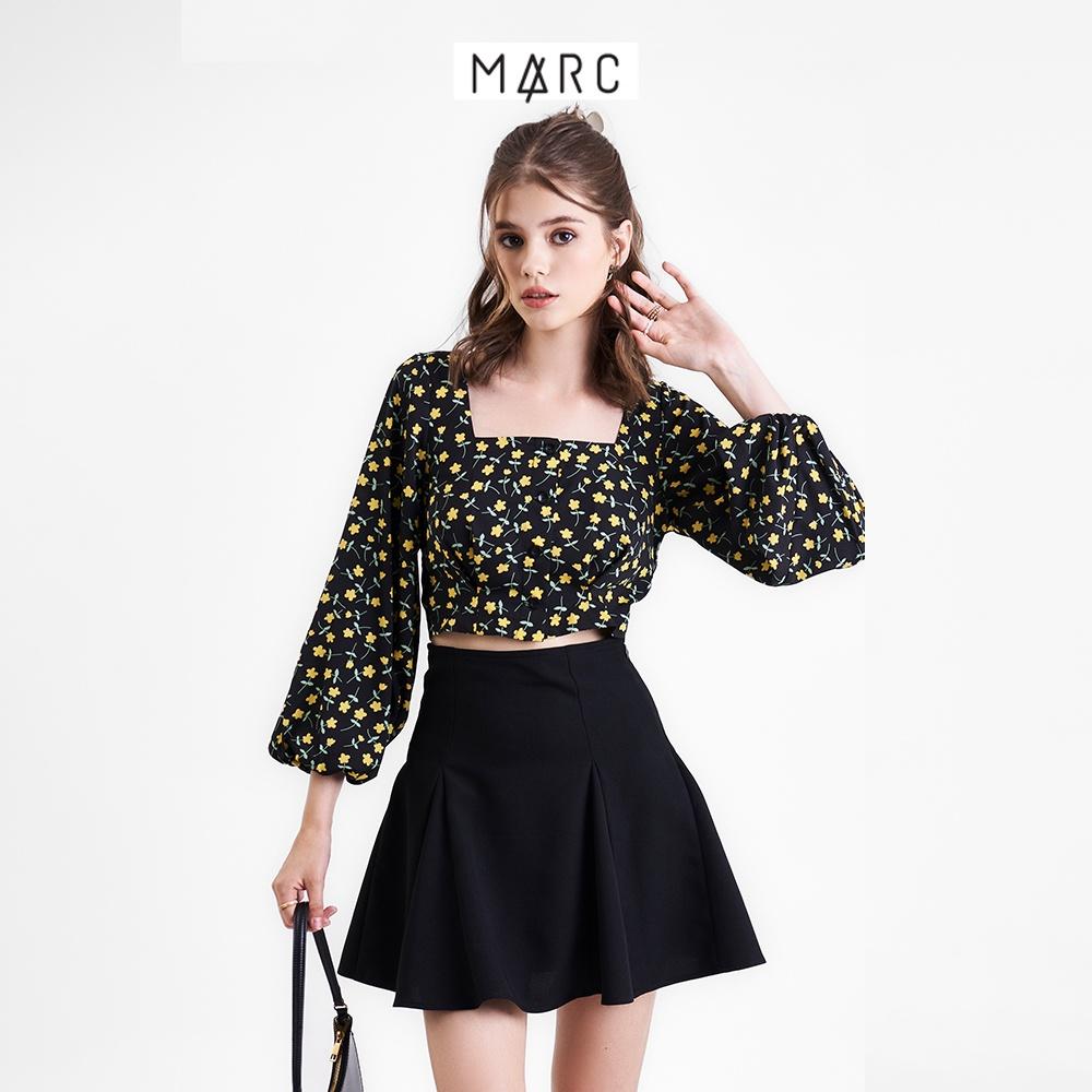 Áo kiểu nữ MARC FASHION croptop tay dài hoạ tiết cổ vuông CBSH100722