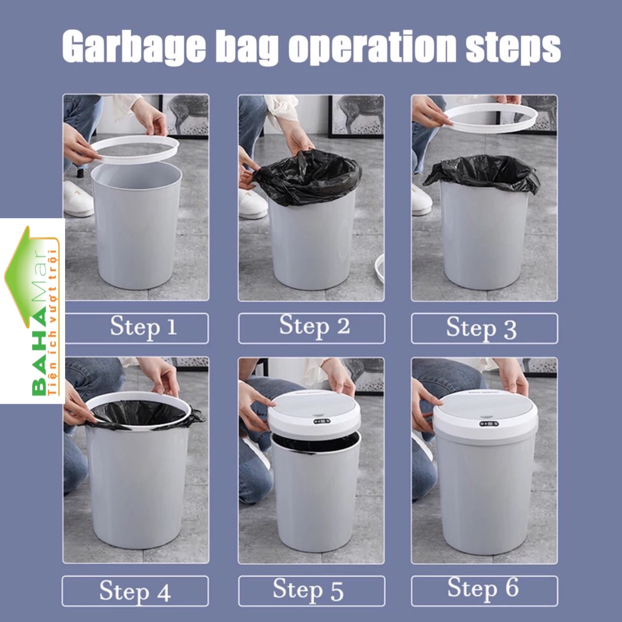 THÙNG RÁC THÔNG MINH TỰ ĐỘNG MỞ NẮP BẰNG CẢM ỨNG BAHAMAR cảm ứng hồng ngoại thông minh hiện đại và tiện ích