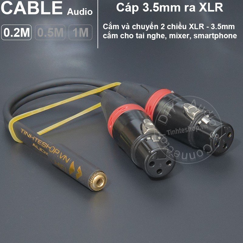 Cáp 3.5 sang 2 canon XLR cho Tai nghe Loa Mixer - Audio cable with dual XLR female to 3.5mm female