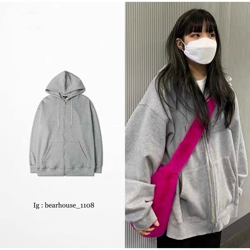 Áo khoác nỉ trơn oversize phong cách ulzzang , áo hoodie nỉ mũ to form rộng, Áo khoác hoodie nỉ dây kéo form rộng unisex dấu quần hàn quốc, áo khoác chống nắng, áo khoác mùa thu đông