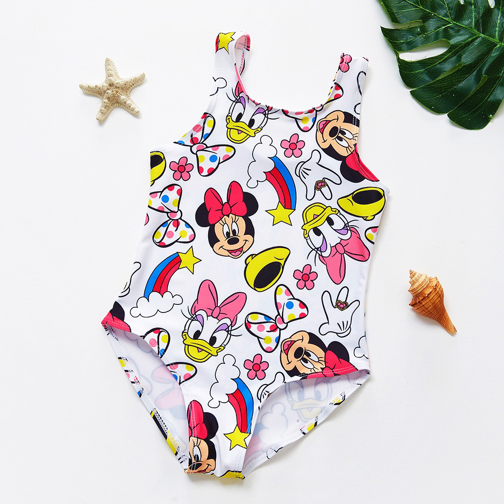 Đồ bơi cho bé gái Mickey vịt Donald Minnie vầu vồng liền thân phối màu cực xinh chất đẹp 1-6T - Misolbooks ảnh thật