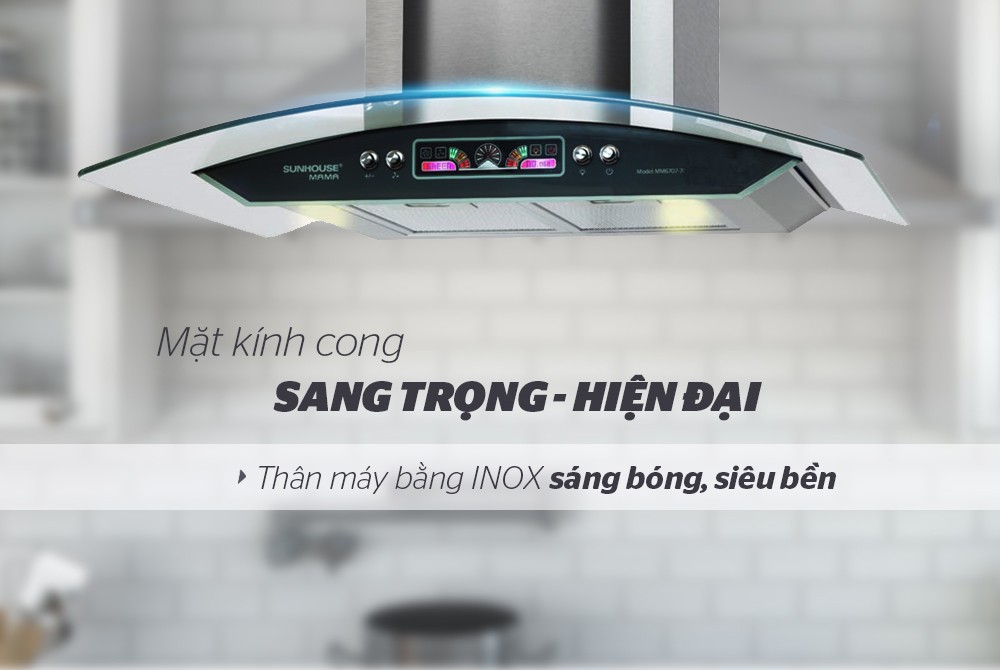 Máy hút mùi kính cong Sunhouse Mama MM6707-70 - Hàng chính hãng