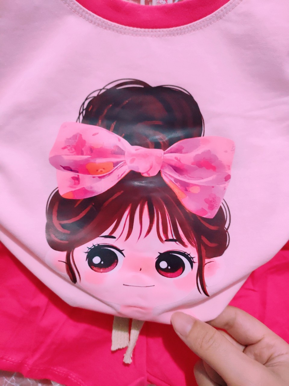 Bộ quần áo thiết kế bé gái cotton L1 mềm mát- ảnh thật