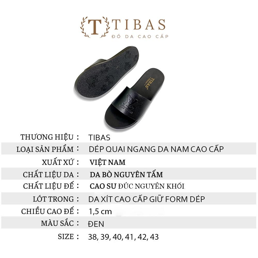 Dép Quai Ngang In Hình Louis Vution Cao Cấp TIBAS, Dép Da Bò Thật 100%