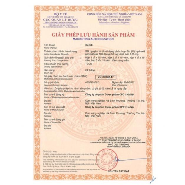 Avisure Safoli bổ sung sắt cho bà bầu