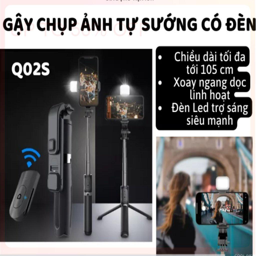 Gậy Chụp Ảnh Tự Sướng 3 Chân Đa Năng Q07, Q07s Có Đèn Kèm Remote Bluetooth Siêu Tiện ích Thép không gỉ + Nhựa ABS - Q07 đen có led