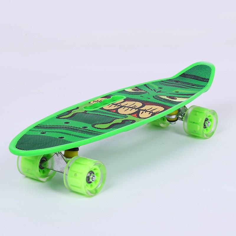 Ván trượt Skateboard Penny nhiều màu có bánh đèn led phát sáng mẫu lơn chịu lực 120kg cho người lớn và trẻ em