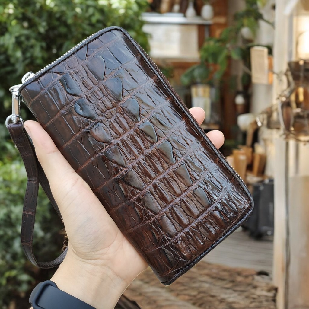Ví dài cầm tay da cá sấu 1 khuôn gọn nhẹ dễ sử dụng!