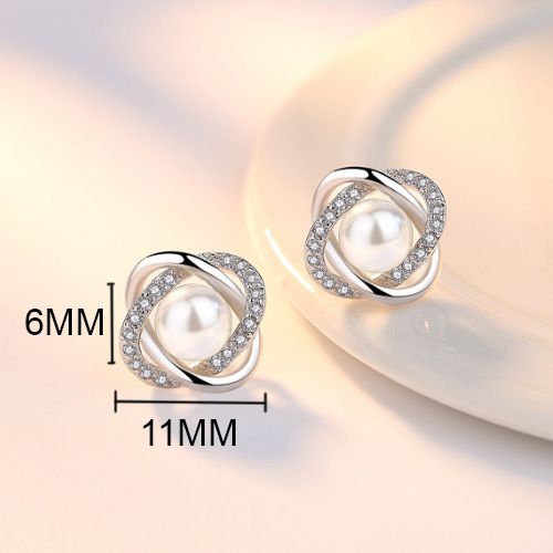 Bông tai bạc s925 ngọc trai viền đá zircon BHBT93-3