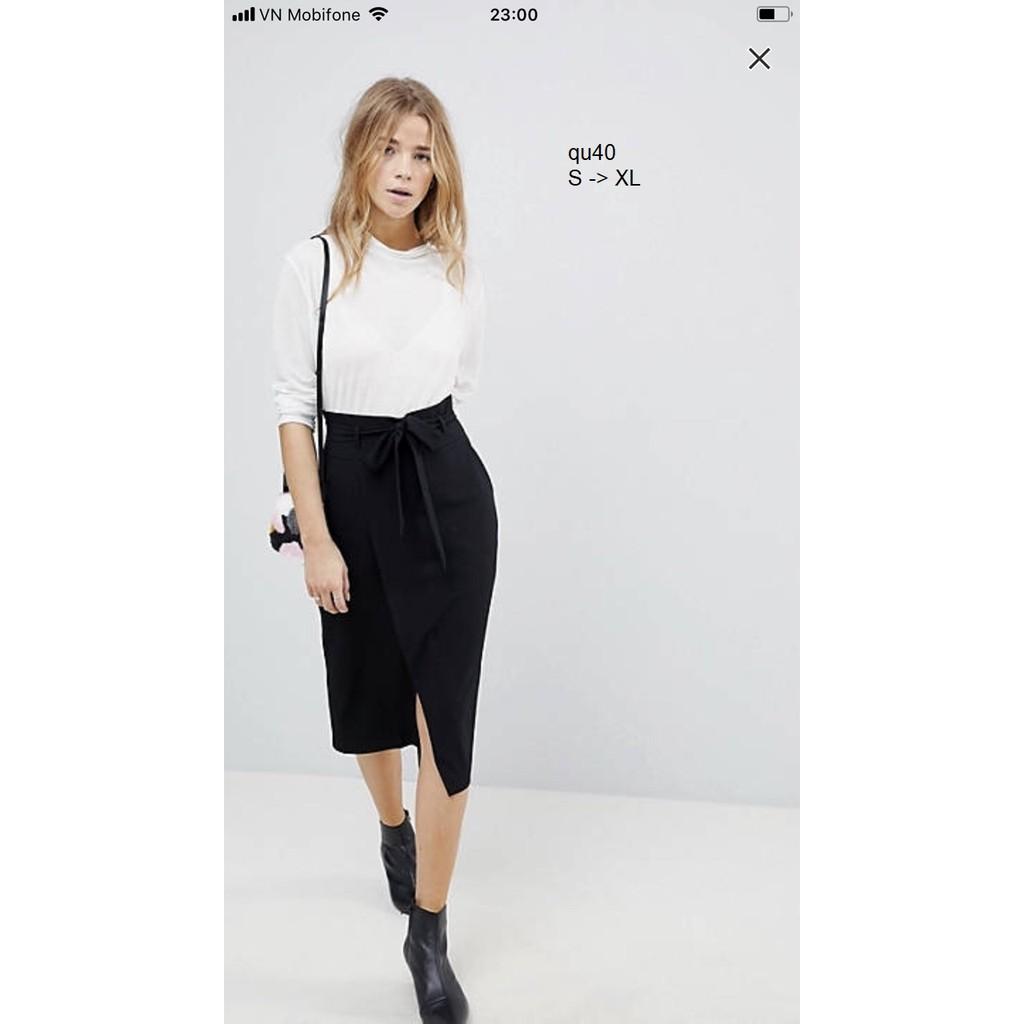 SKIRT121 CHÂN VÁY DÀI THẮT NƠ EO
