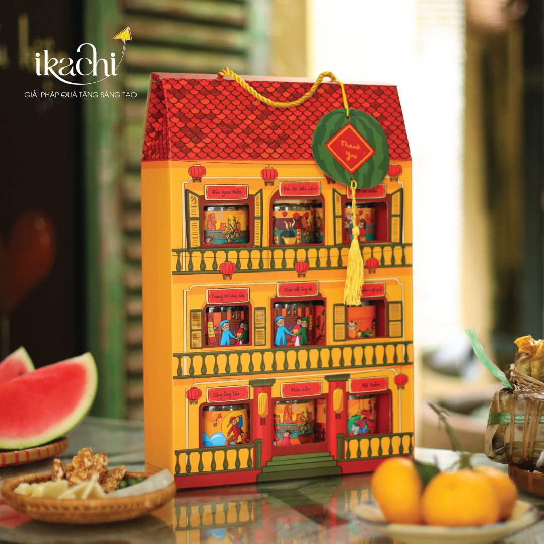 Combo Quà Tết Xanh IKACHI | NHÀ TẾT CỔ TRUYỀN | Quà Tết Ý Nghĩa 2026 | Hộp Quà Tặng Tết