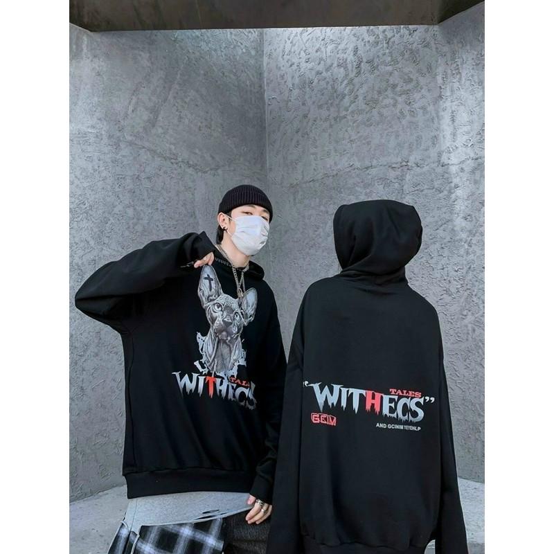 Áo Hoodie Mèo WITHECS Siêu Chất Cá Tính - Form rộng Unisex Nam Nữ Couple