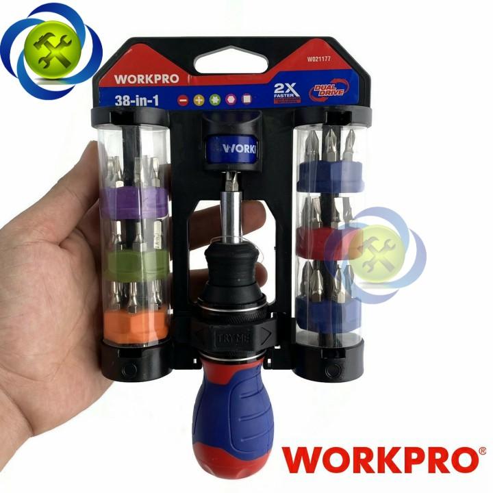 Bộ tua vít 38 chi tiết WORKPRO W021177 nhân đôi tốc độ