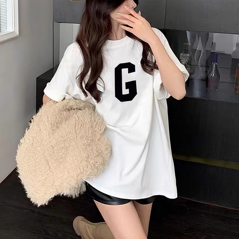 Bộ áo thun nam nữ cao cấp unisex in chữ G 100% chất cotton khô dày dặn siêu đẹp