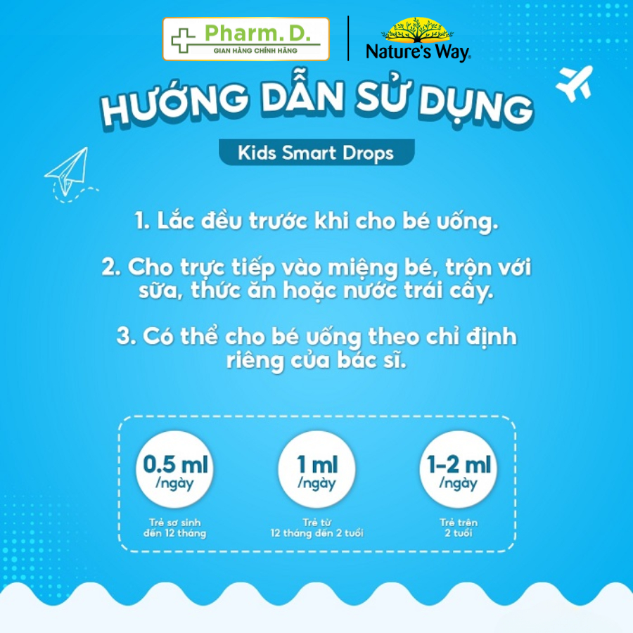 Siro Dinh Dưỡng NATURE'S WAY Kids Smart Drops DHA Bổ Sung DHA, EPA Cho Trẻ Em (20ml)