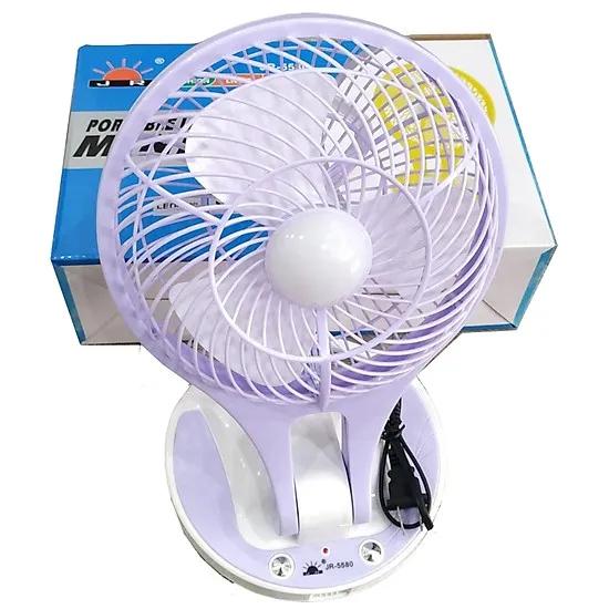 Quạt 3 Cánh Sạc Điện Có Đèn JR-5580 - Quạt MiniFan JR-5580 sạc tích điện đèn Led gấp gọn.