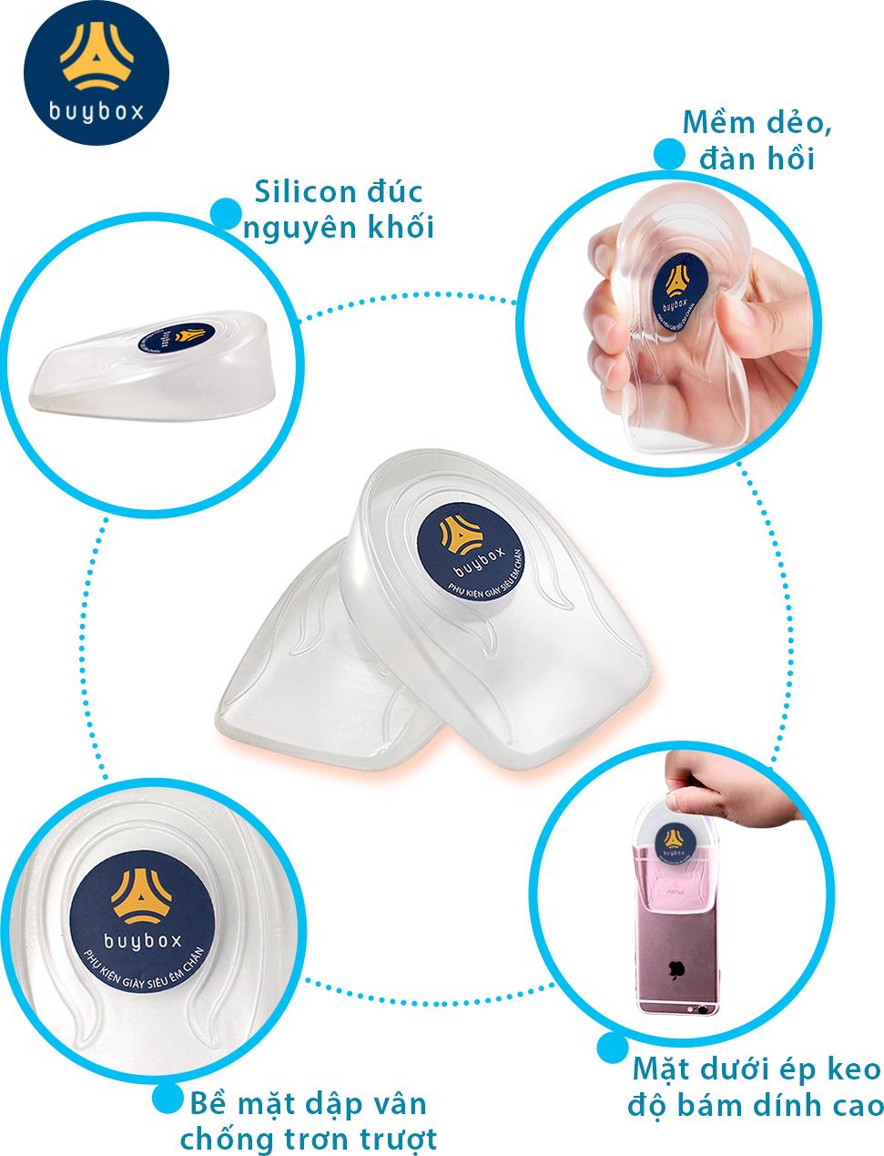 Lót độn đế silicon nguyên khối trong suốt tăng 3cm chiều cao - buybox - BBPK47