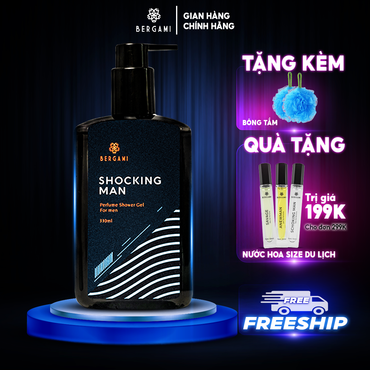 Sữa tắm hương nước hoa cho nam Bergami Shocking Man - 330ml - Mùi hương lôi cuốn