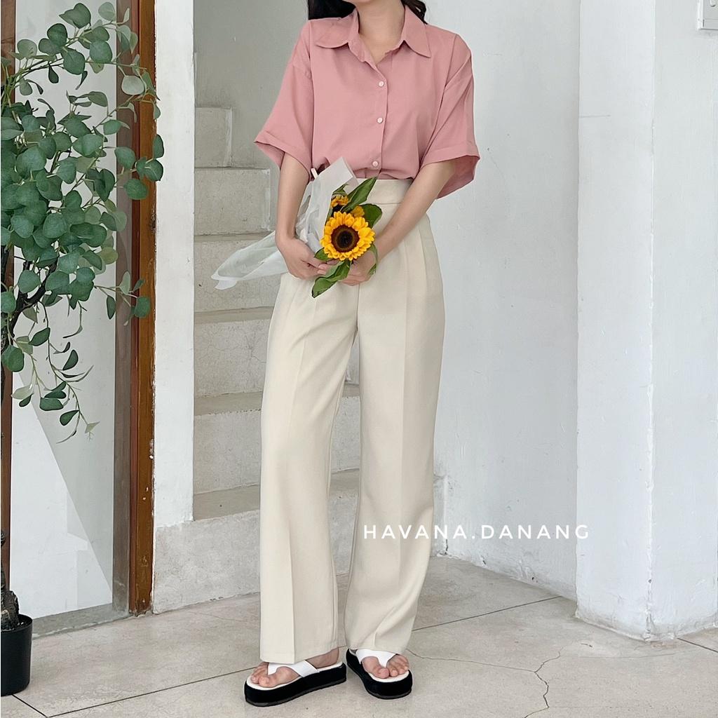 Quần ống rộng suông nữ, quần lưng cao dây buộc eo form suông ulzzang