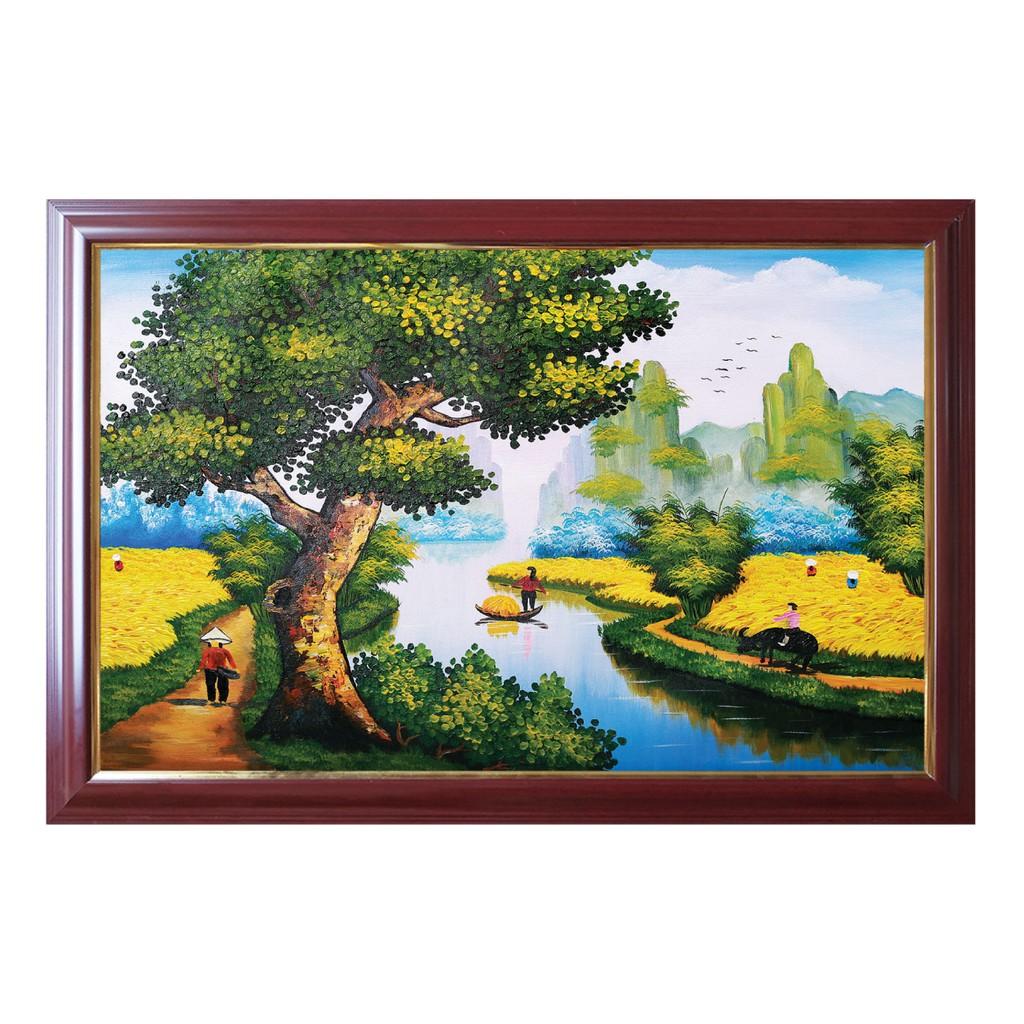 Tranh phong cảnh làng quê, tranh canvas treo tường chung cư TDQ-16