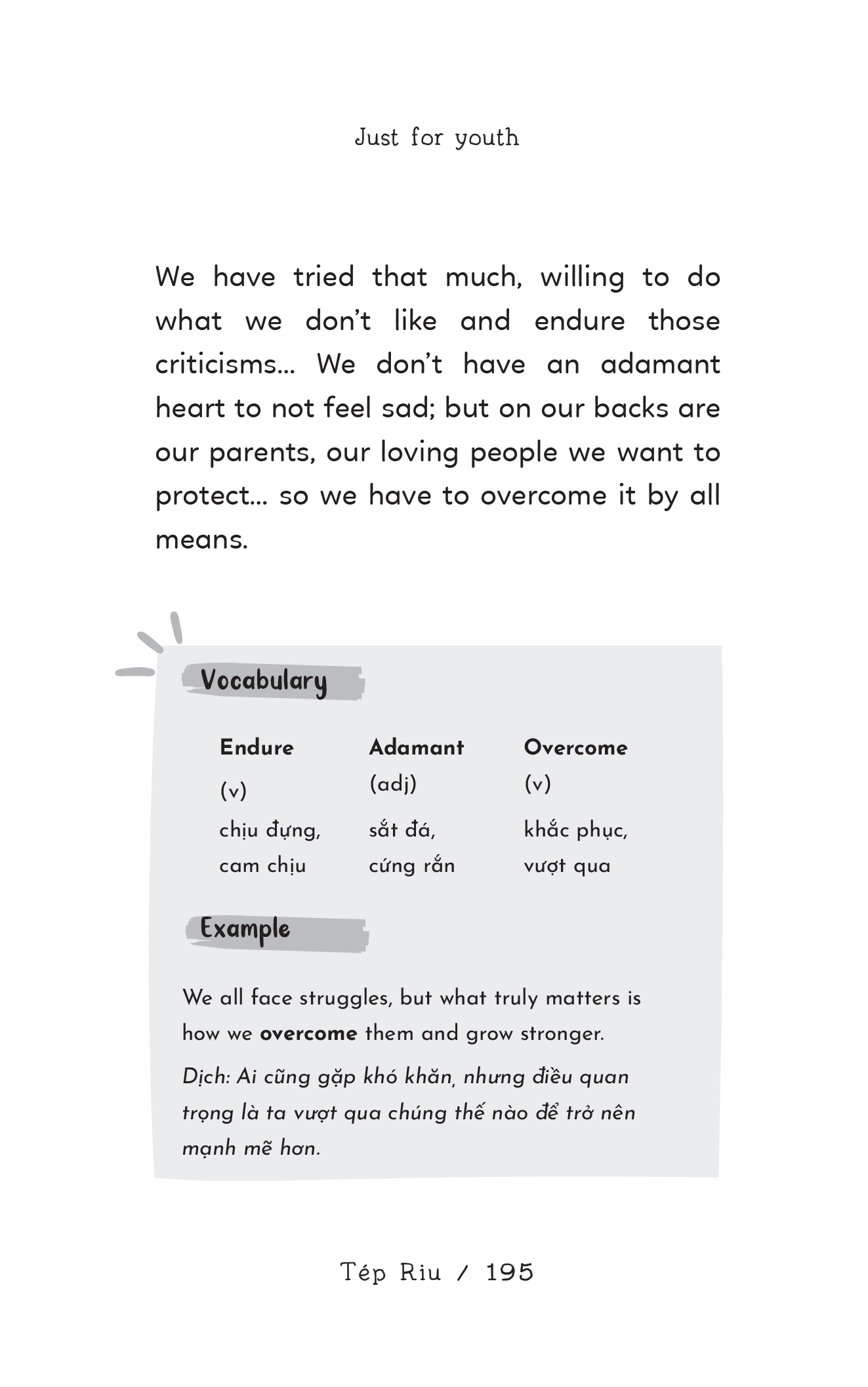 Sách song ngữ Just For Youth - Ước Mơ Không Có Ngày Hết Hạn