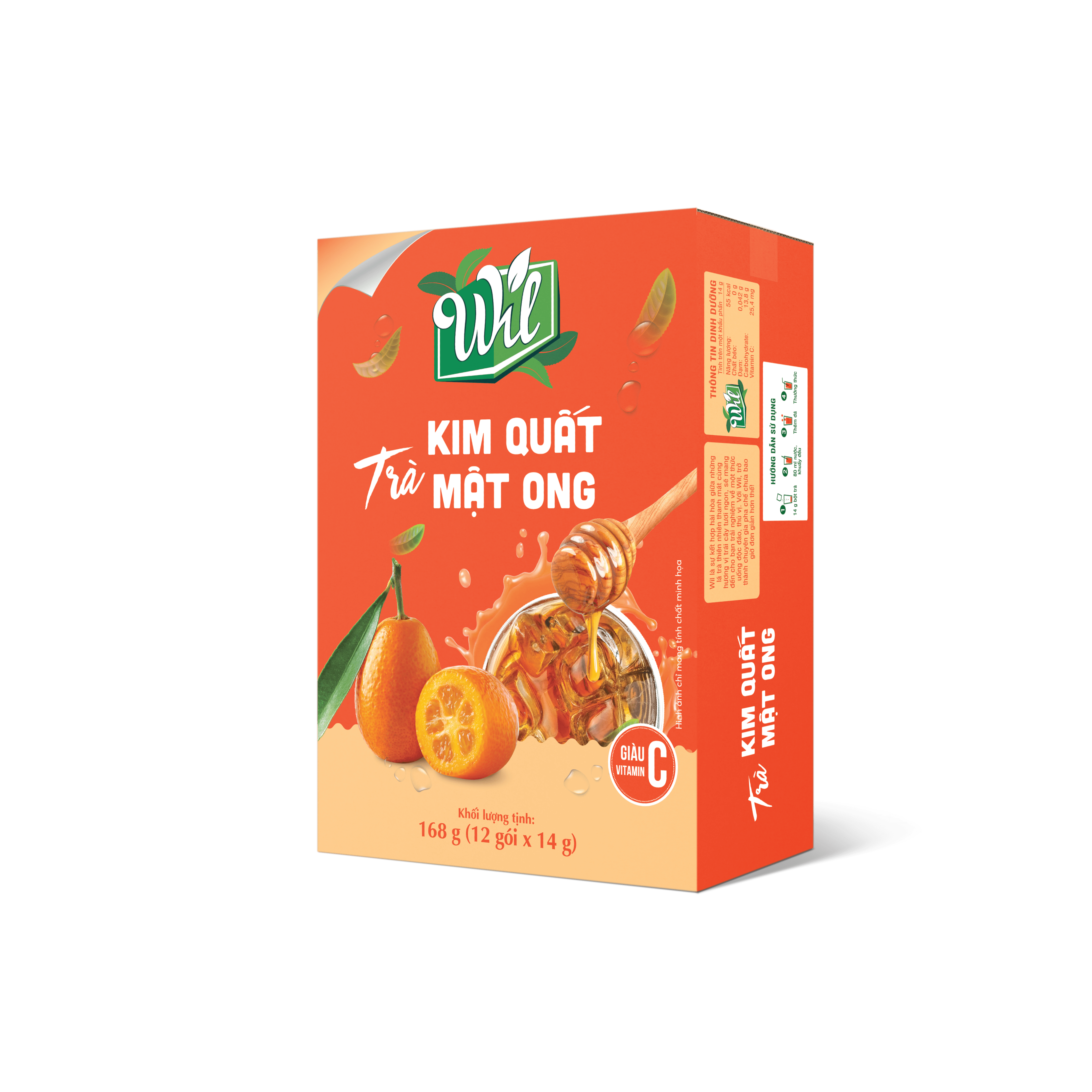 Trà kim quất mật ong Wil hòa tan trà tắc mật ong hộp 168g