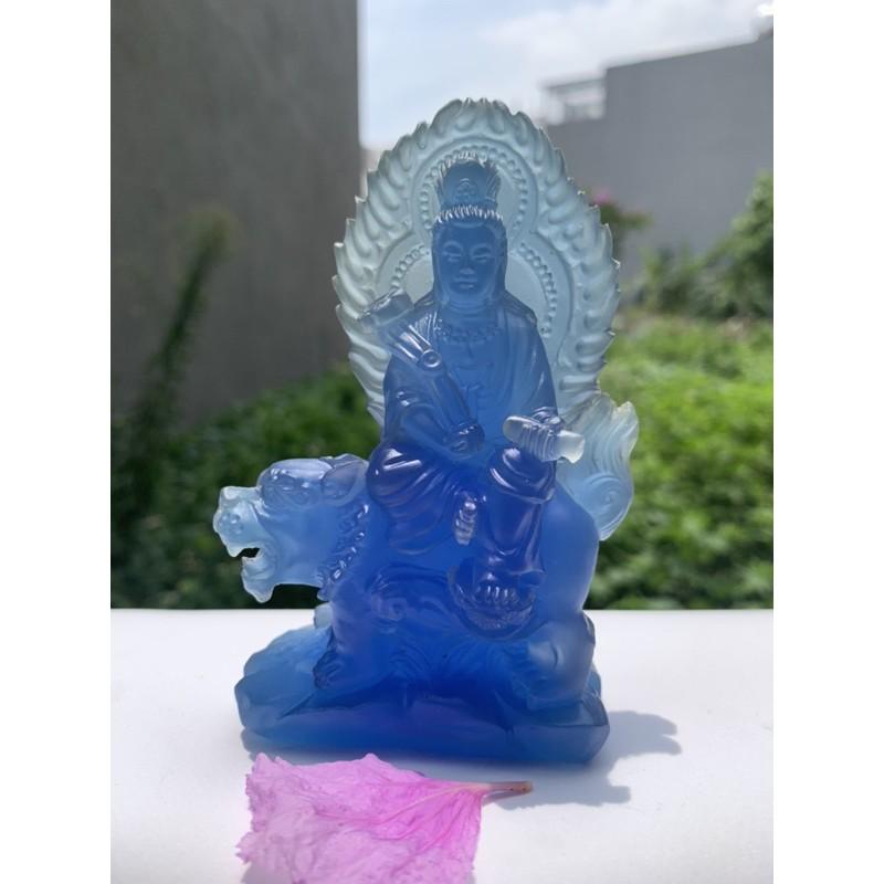 TƯỢNG PHẬT VĂN THÙ BỒ TÁT CƯỠI HỔ LƯU LY 13cm
