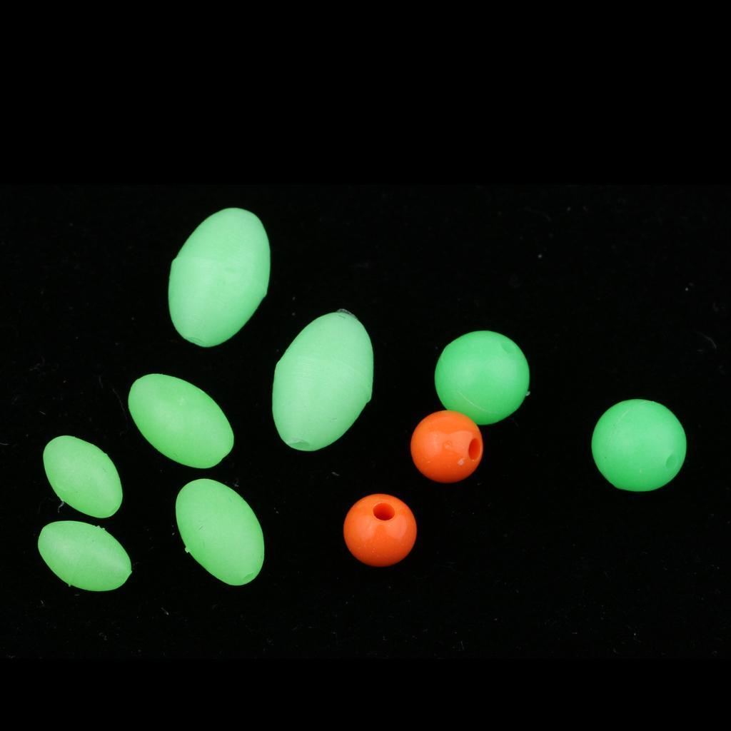 400 Pieces Luminous Fly Tying Beads Fishing Oval Round Beads Hard Fishing Beads Head Ball Beads Suit Connector