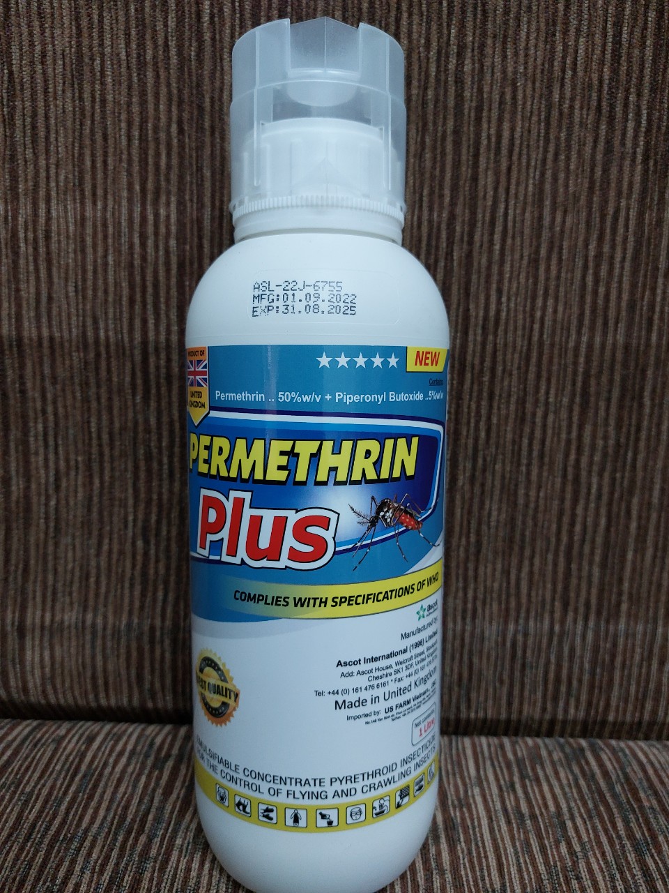 Thuốc diệt muỗi chống kháng thế hệ mới PERMETHRIN PLUS chai 1000ml